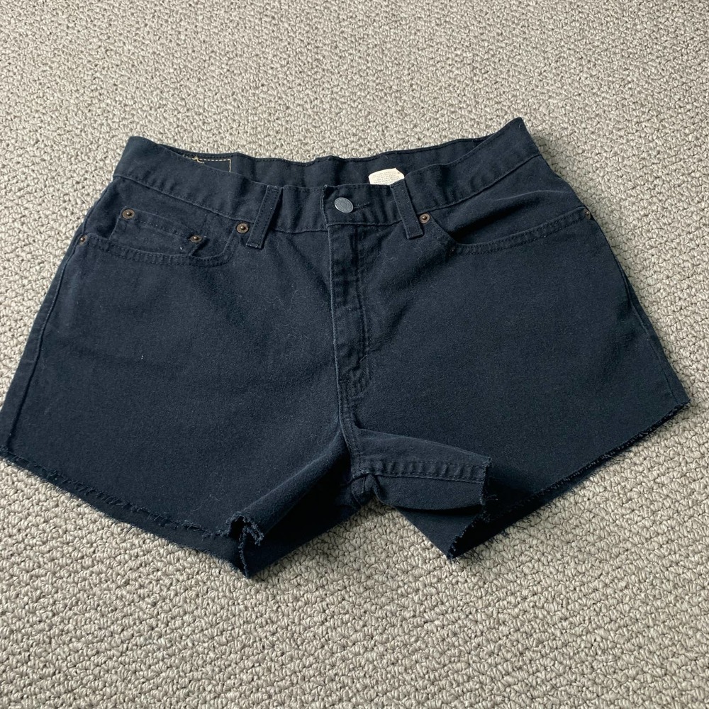 Levi's Womens Shorts Size 10 Black Denim Cut Off Mid Rise Pockets Casual